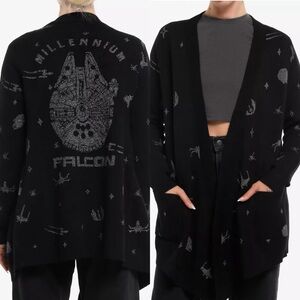 NWT Her Universe Star Wars Black Millennium Falcon Cardigan Medium silver